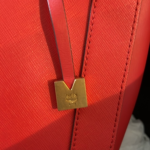 MCM shoulder/handbag/crossbody in Coral Red Saffiano Authenticated COA - Picture 12 of 15